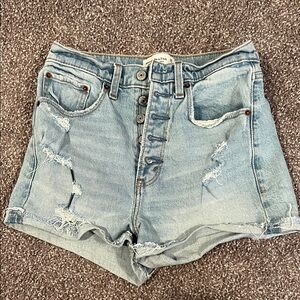 Abercrombie high rise mom Light Blue Distressed Jean Shorts
